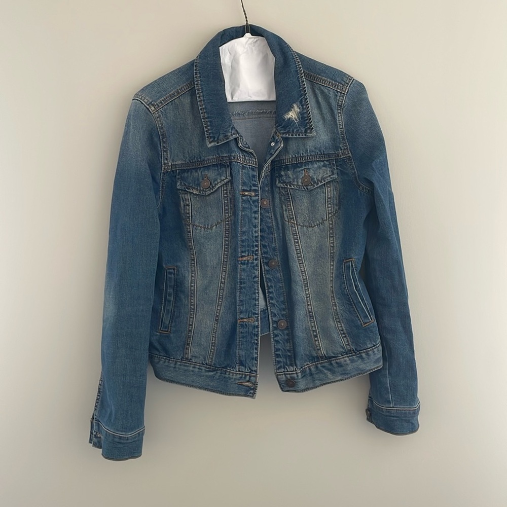 Distressed jean jacket